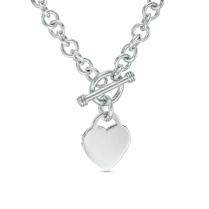 Heart Charm Toggle Necklace in Sterling Silver