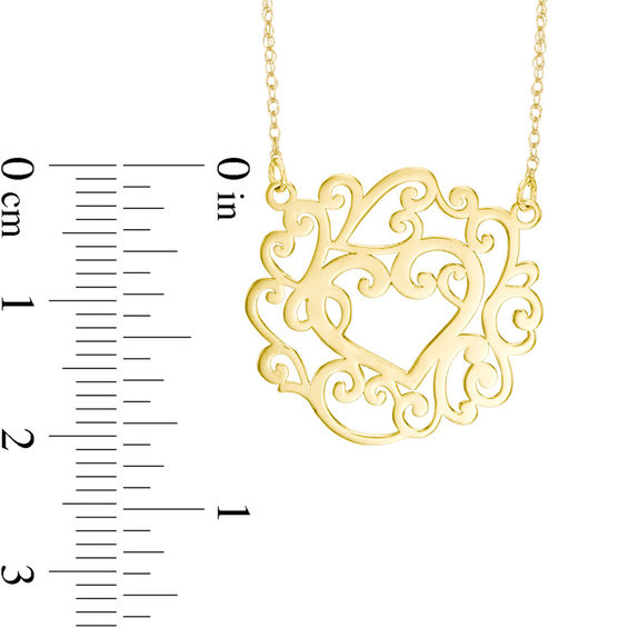 Filigree Heart Necklace in 10K Gold