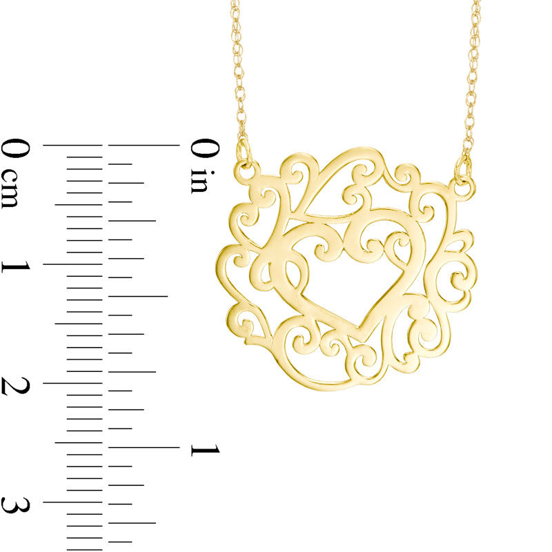 Main Image 2 of Filigree Heart Necklace in 10K Gold