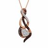 Thumbnail Image 1 of 1/6 CT. T.W. Enhanced Cognac and White Diamond Infinity with Heart Drop Pendant in 10K Rose Gold