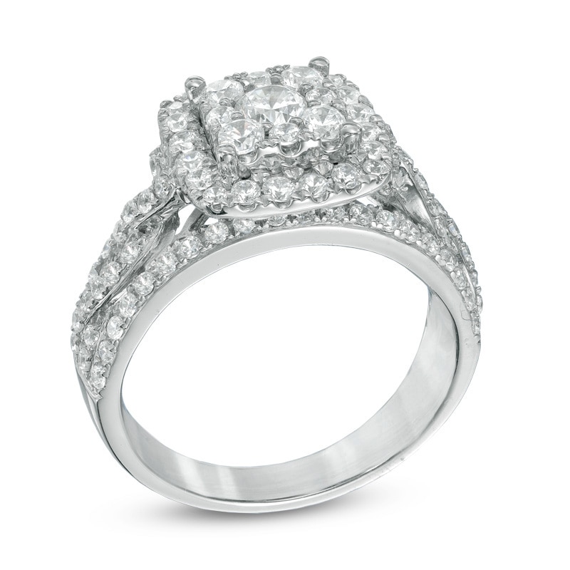 1-1/2 CT. T.W. Diamond Frame Braided Shank Engagement Ring in 14K White Gold