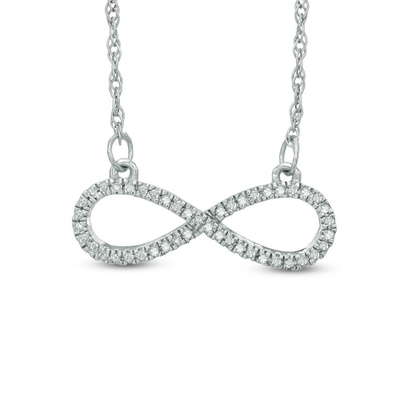 1/10 CT. T.W. Diamond Sideways Infinity Necklace in Sterling