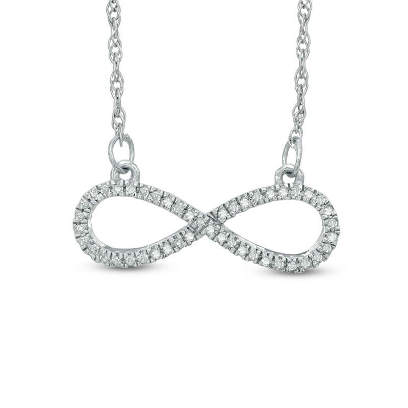 1/10 CT. T.W. Diamond Sideways Infinity Necklace in Sterling Silver