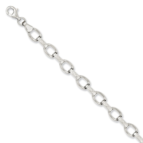 Satin Link Bracelet in 14K White Gold