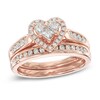 Thumbnail Image 1 of 3/4 CT. T.W. Diamond Heart-Shaped Frame Bridal Set in 14K Rose Gold