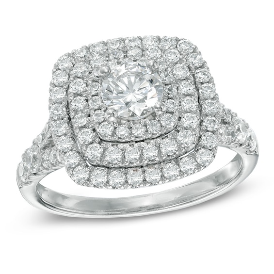 1-1/2 CT. T.w. Diamond Layered Frame Engagement Ring in 14K White Gold