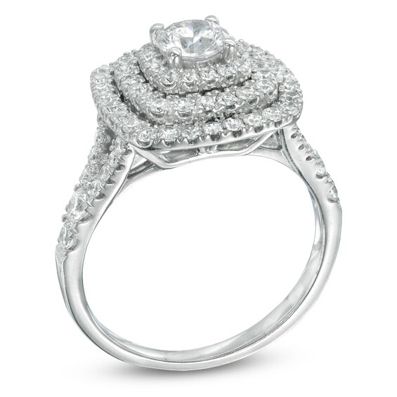 1-1/2 CT. T.w. Diamond Layered Frame Engagement Ring in 14K White Gold