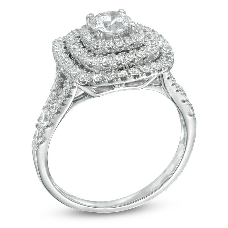 Main Image 2 of 1-1/2 CT. T.W. Diamond Layered Frame Engagement Ring in 14K White Gold