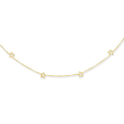 Real Gold Jewelry for Women Simple Multi Charm Celestial Necklace Star Station Necklace in 14k Solid Gold