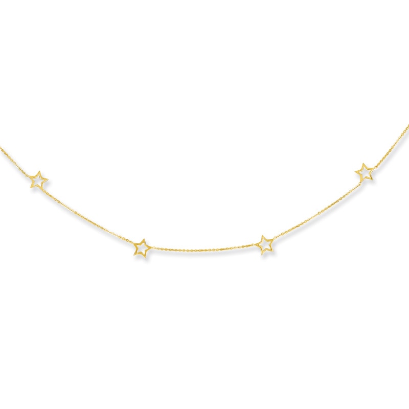 Star Station Necklace in 14K Gold