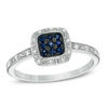 Thumbnail Image 1 of Blue Sapphire and 1/10 CT. T.W. Diamond Square Composite Ring in 10K White Gold