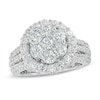 Thumbnail Image 1 of 3 CT. T.W. Diamond Cluster Frame Three Row Engagement Ring in 14K White Gold