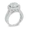 Thumbnail Image 2 of 3 CT. T.W. Diamond Cluster Frame Three Row Engagement Ring in 14K White Gold