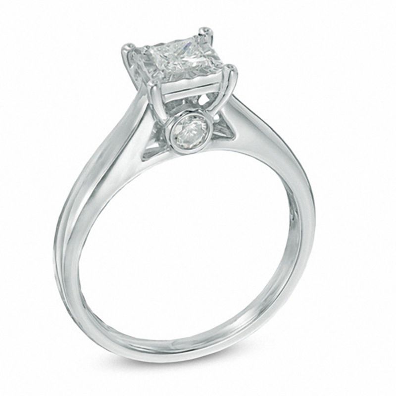 1/2 CT. T.W. Princess-Cut Diamond Engagement Ring in 10K White Gold (J/I3)