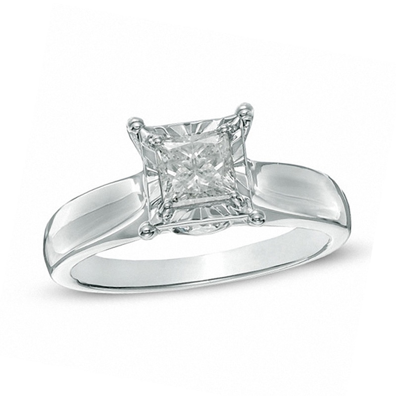 1 CT. T.W. Princess-Cut Diamond Engagement Ring in 14K White Gold (J/I3)