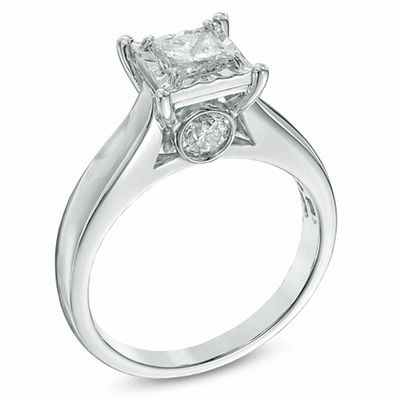 1 CT. T.W. Princess-Cut Diamond Engagement Ring in 14K White Gold