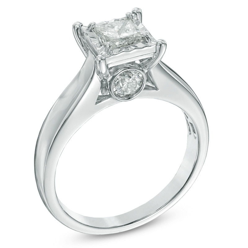 1 CT. T.W. Princess-Cut Diamond Engagement Ring in 14K White Gold (J/I3)