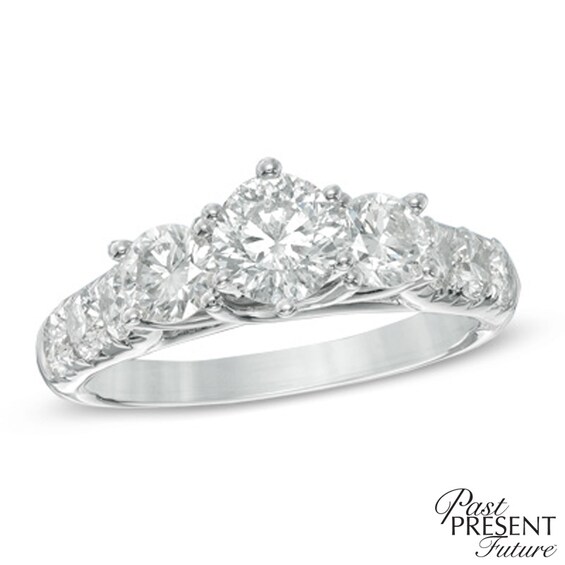 2 CT. T.w. Diamond Past Present FutureÂ® Engagement Ring in 14K White Gold