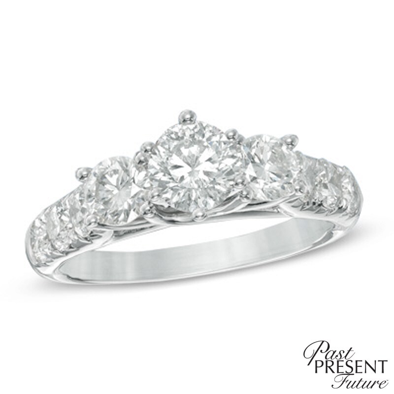 Main Image 1 of 2 CT. T.W. Diamond Past Present Future® Engagement Ring in 14K White Gold