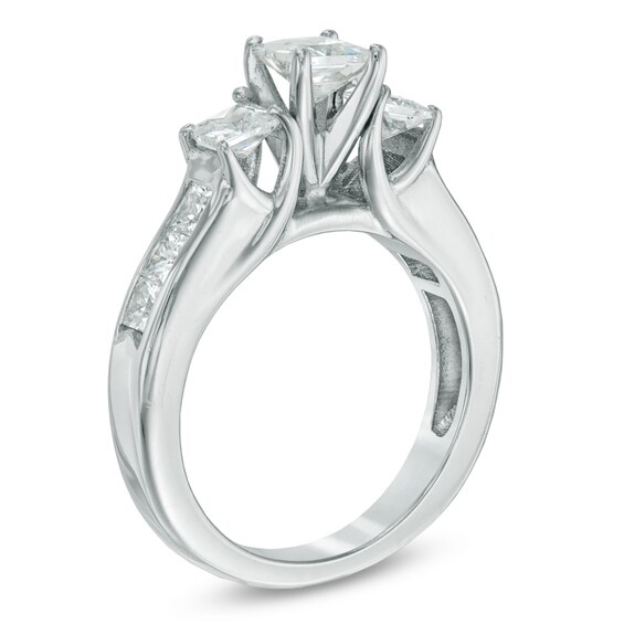 2 CT. T.w. Princess-Cut Diamond Past Present FutureÂ® Engagement Ring in 14K White Gold