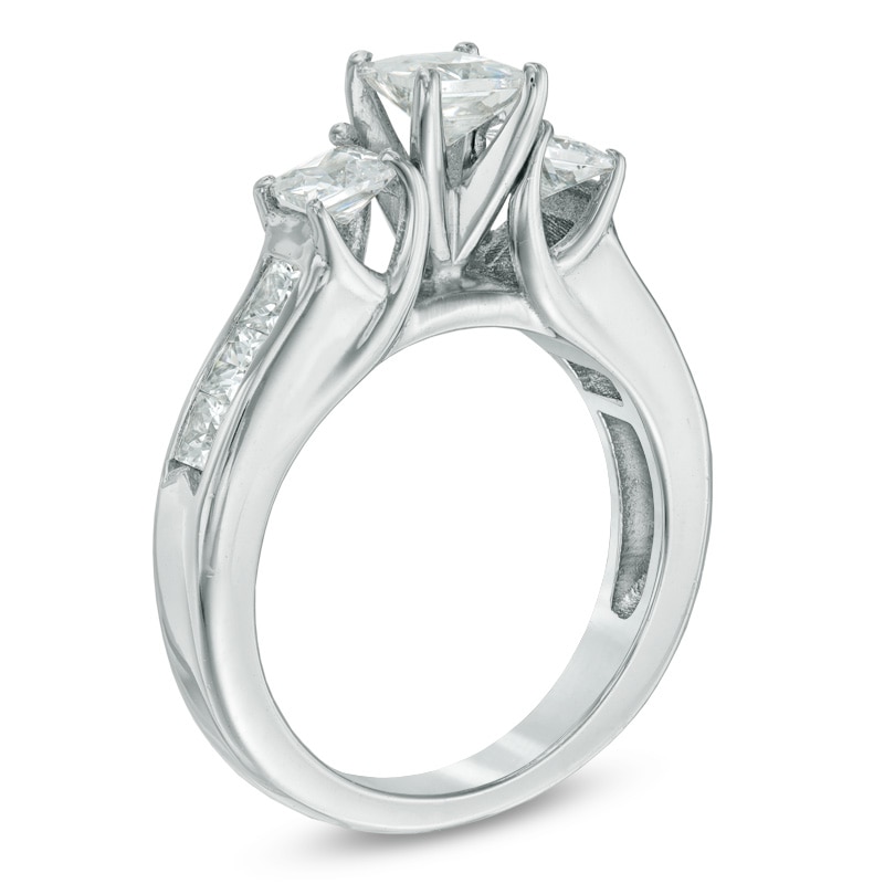 Main Image 2 of 2 CT. T.W. Princess-Cut Diamond Past Present Future® Engagement Ring in 14K White Gold