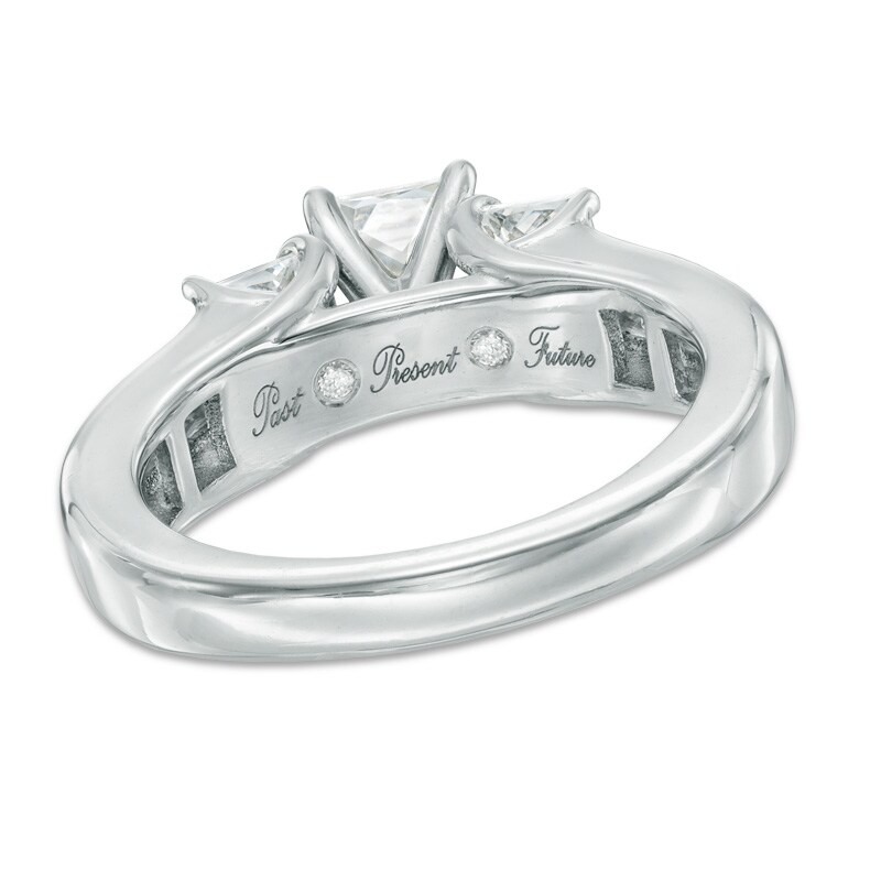 Main Image 3 of 2 CT. T.W. Princess-Cut Diamond Past Present Future® Engagement Ring in 14K White Gold