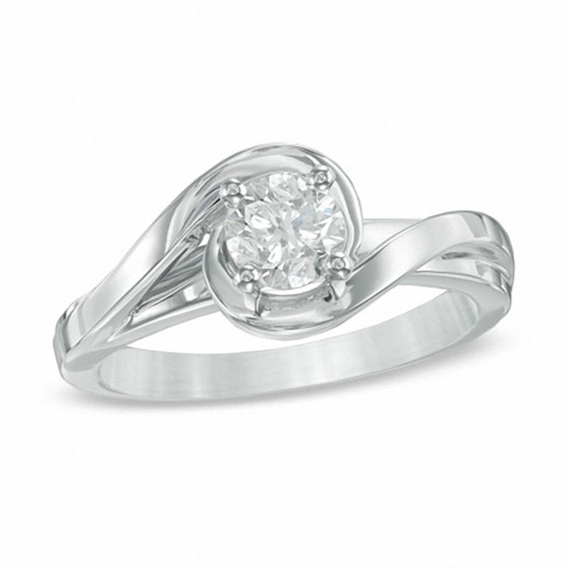 Main Image 1 of 3/4 CT. Diamond Solitaire Bypass Ring in 14K White Gold