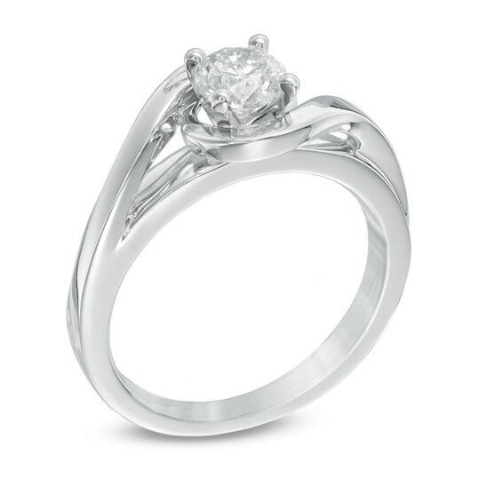 3/4 CT. Diamond Solitaire Bypass Ring in 14K White Gold