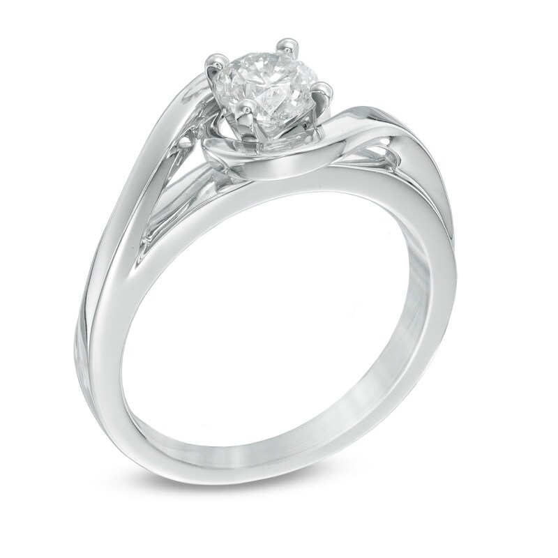 Main Image 2 of 3/4 CT. Diamond Solitaire Bypass Ring in 14K White Gold