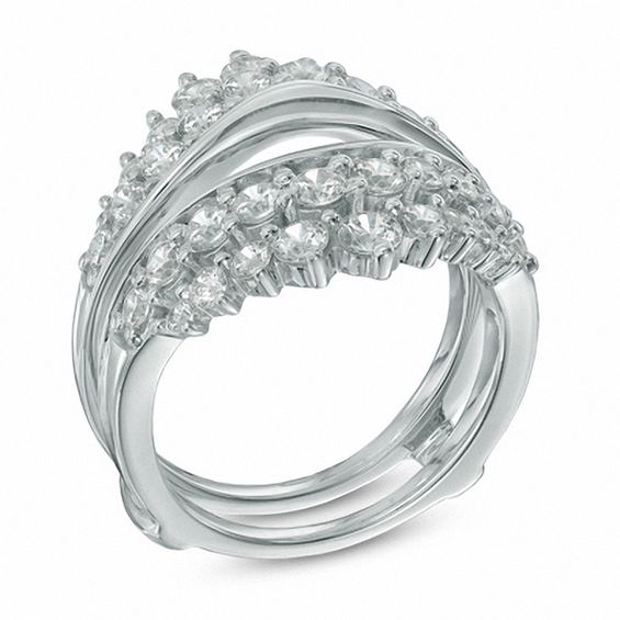 2 CT. T.w. Diamond Double Row Tiara Solitaire Enhancer in 14K White Gold