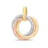 Thumbnail Image 1 of Intertwined Diamond-Cut Texture Circle Necklace Charm in 14K Tri-Tone Gold
