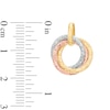 Thumbnail Image 2 of Intertwined Diamond-Cut Texture Circle Necklace Charm in 14K Tri-Tone Gold