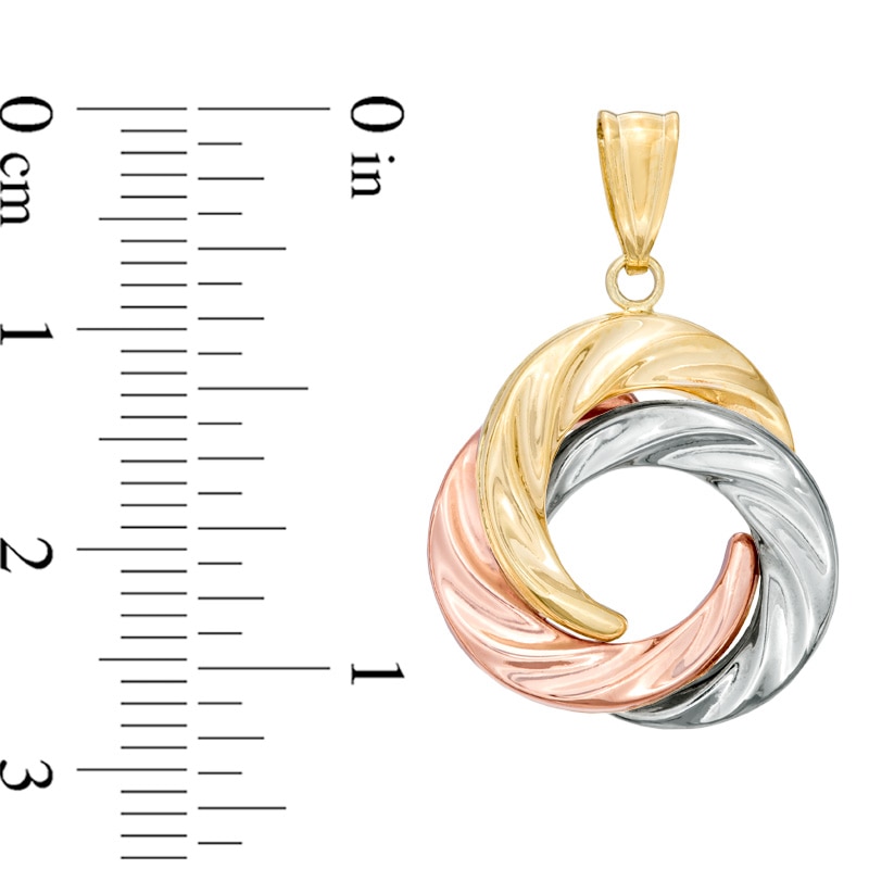Main Image 2 of Intertwined Polished Circle Necklace Charm in 14K Tri-Tone Gold