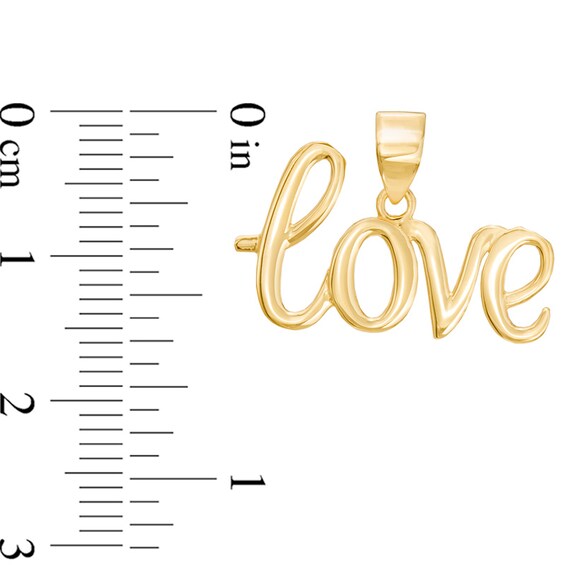 Cursive "love" Dangle Necklace Charm in 14K Gold