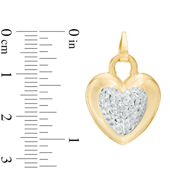 Reversible Polished and Diamond-Cut Puffed Heart Necklace Charm in 14K Two-Tone Gold