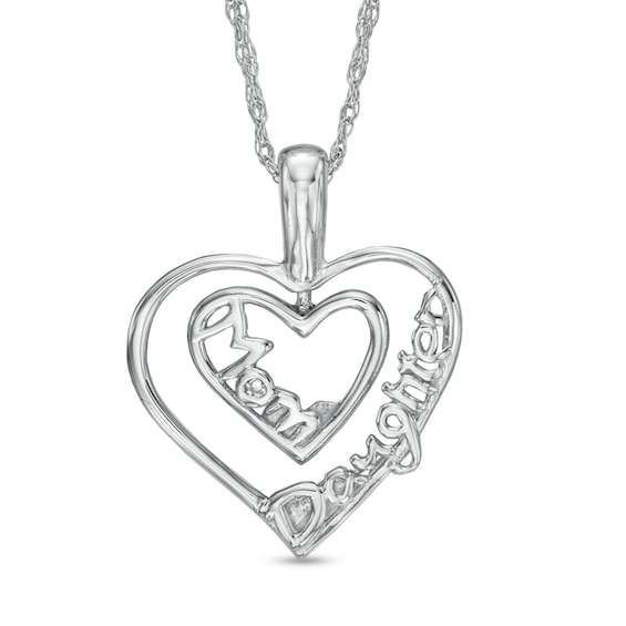 Diamond Accent Mom and "Daughter" Two Piece Pendant Set in 10K White Gold