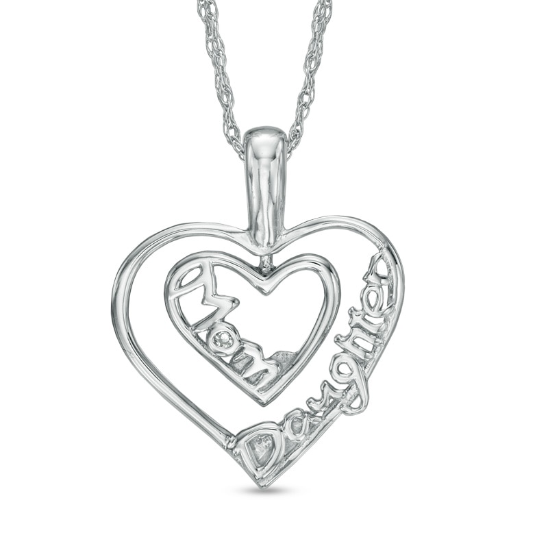 Main Image 1 of Diamond Accent "Mom" and "Daughter" Two Piece Pendant Set in 10K White Gold
