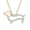 Thumbnail Image 1 of 1/6 CT. T.W. Diamond Dachshund Pendant in Sterling Silver and 14K Gold Plate