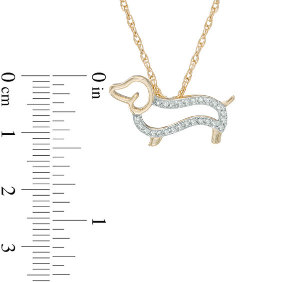 1/6 CT. T.w. Diamond Dachshund Pendant in Sterling Silver and 14K Gold Plate