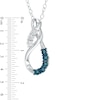 Thumbnail Image 2 of Enhanced Blue and White Diamond Accent Teardrop Pendant in Sterling Silver
