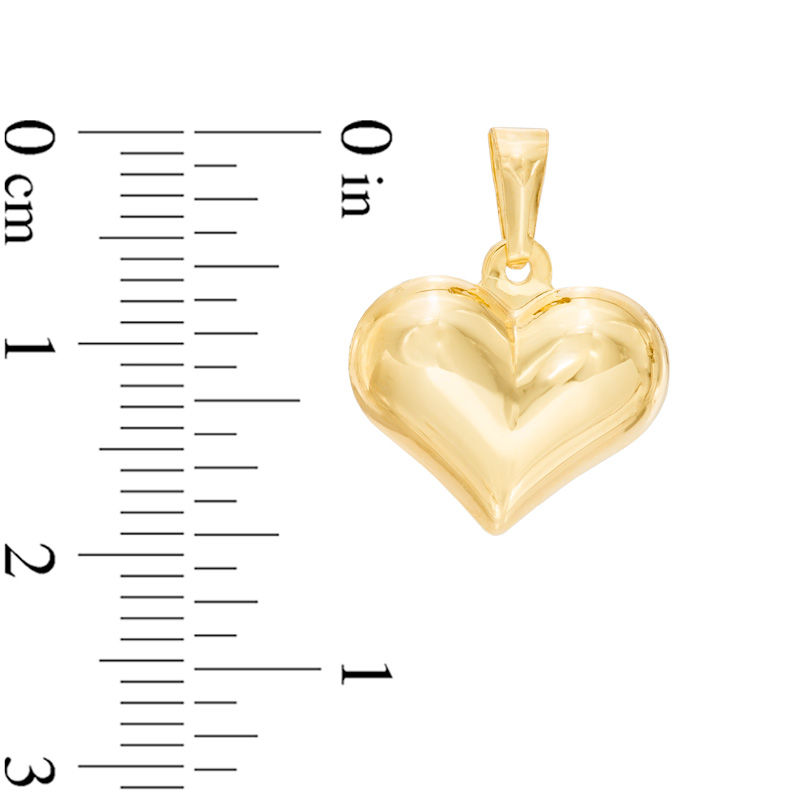 Puffed Heart Necklace Charm in 14K Gold