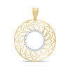 Thumbnail Image 1 of Polished and Diamond-Cut Swirl Disc Necklace Charm in 14K Two-Tone Gold