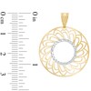 Thumbnail Image 2 of Polished and Diamond-Cut Swirl Disc Necklace Charm in 14K Two-Tone Gold
