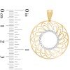 Thumbnail Image 1 of Polished and Diamond-Cut Swirl Disc Necklace Charm in 14K Two-Tone Gold