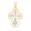 Thumbnail Image 1 of Filigree Cross Necklace Charm in 14K Two-Tone Gold