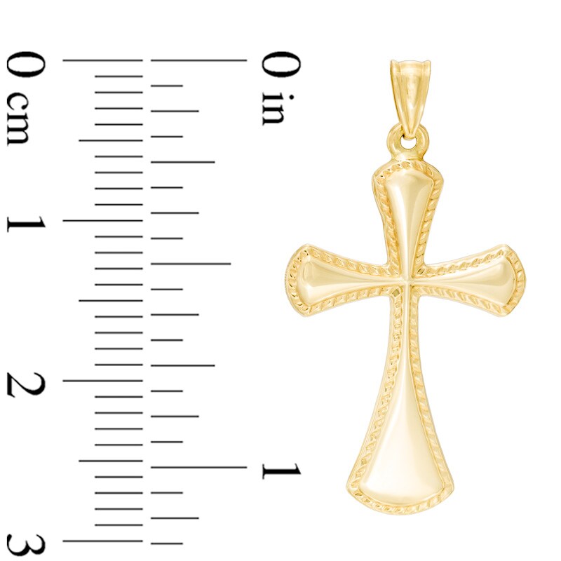 Main Image 2 of Textured Edge Cross Necklace Charm in 14K Gold