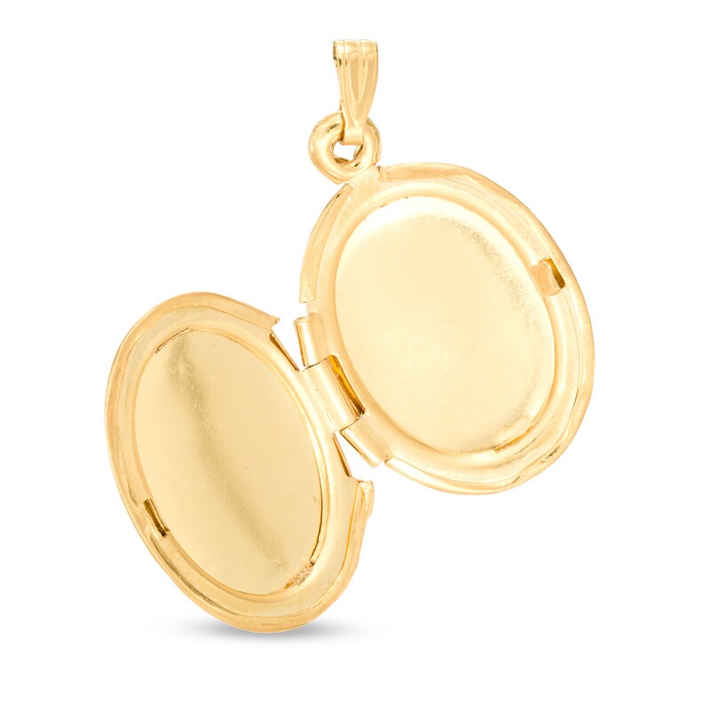 Main Image 2 of Oval Diamond-Cut Butterfly Flower Locket Necklace Charm in 14K Gold