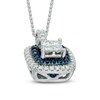 Thumbnail Image 3 of Vera Wang Love Collection 3/8 CT. T.W. Princess-Cut Quad Diamond and Blue Sapphire Pendant in 14K White Gold