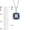 Thumbnail Image 4 of Vera Wang Love Collection 3/8 CT. T.W. Princess-Cut Quad Diamond and Blue Sapphire Pendant in 14K White Gold