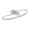 Thumbnail Image 1 of 6.0-7.0mm Oval Freshwater Cultured Pearl Calla Lily Bangle in Sterling Silver and 14K Gold Plate